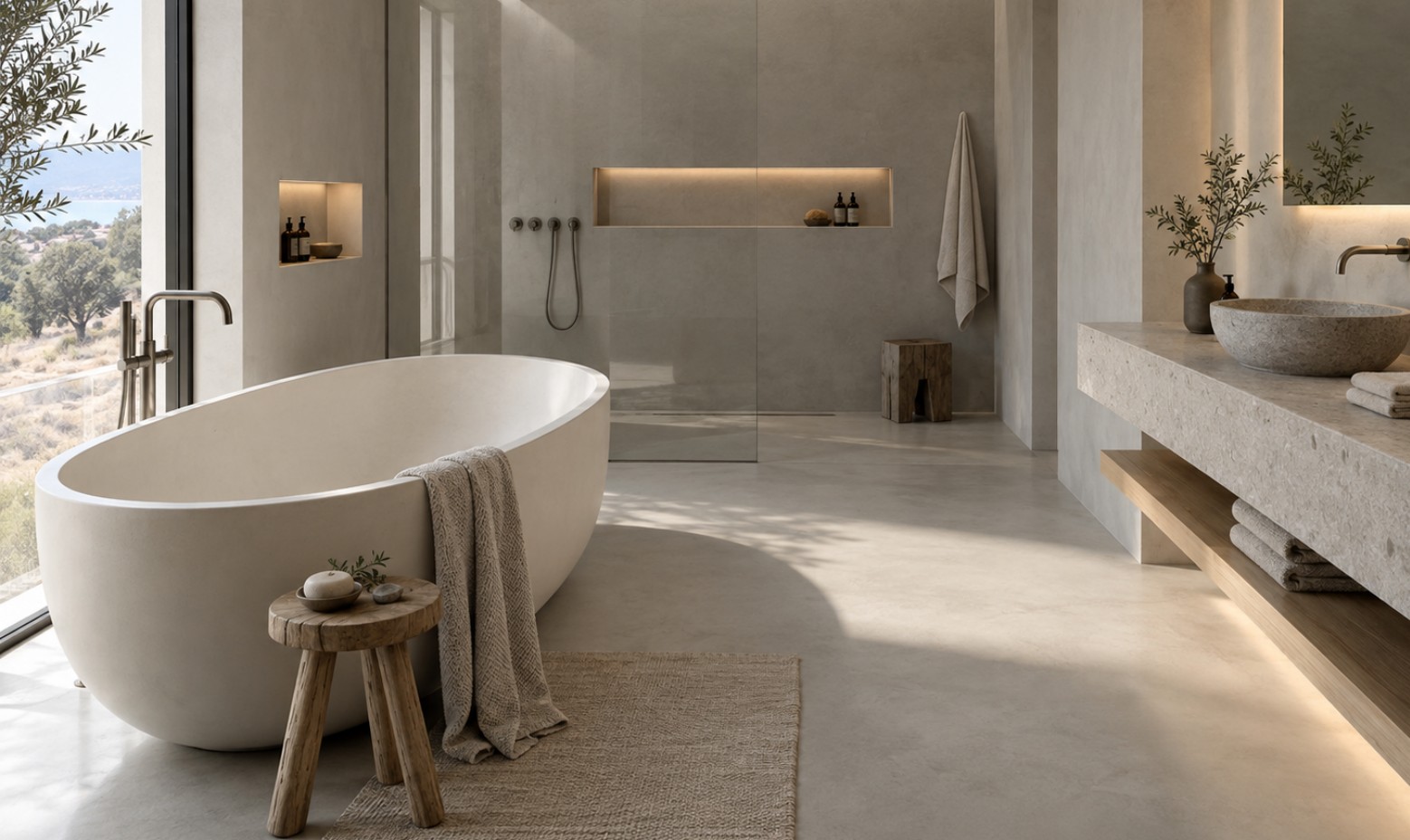 Baño revestido con microcemento