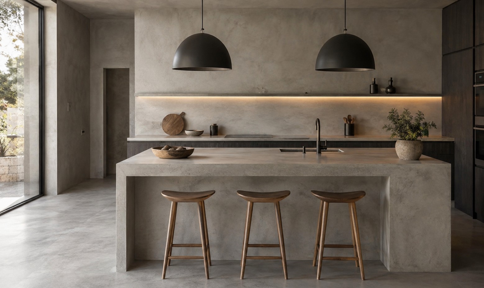 Cocina revestida con microcemento